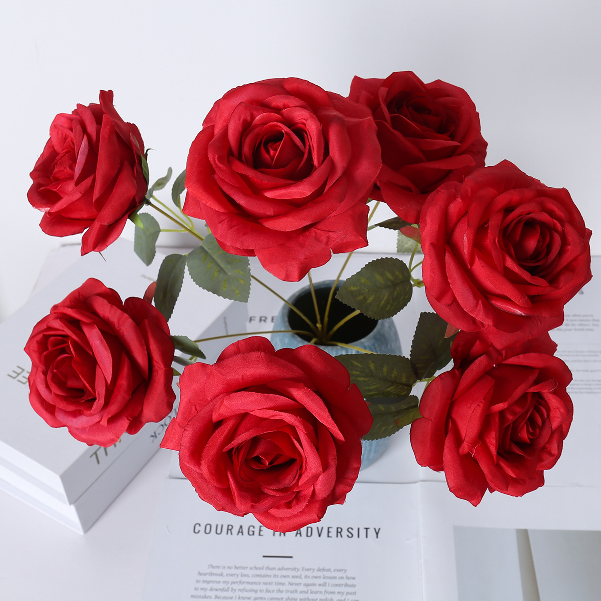 7 rosas de diamante simulación de flores de rosas bodas decoración de hotel guía de la casa fábrica de flores falsas al por mayor