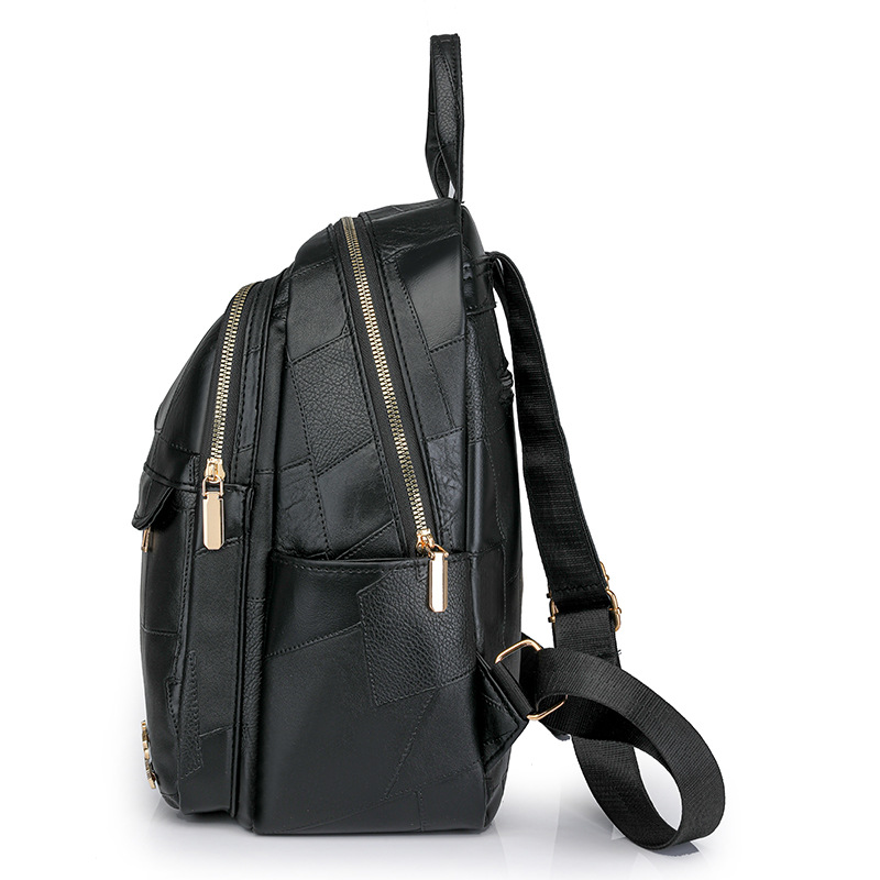 2025 primavera nuevo estilo casual retro damas cuero suave mochila de moda salvaje costura damas mochila de viaje mochila escolar