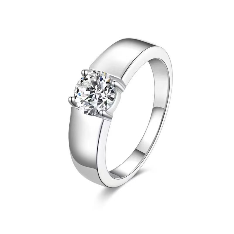 クロスボーダー s925 スターリングシルバー モアッサナイト 1 カラット クラシック メンズ リング 結婚指輪 ファッション ハイエンド 多用途 絶妙なリング|undefined