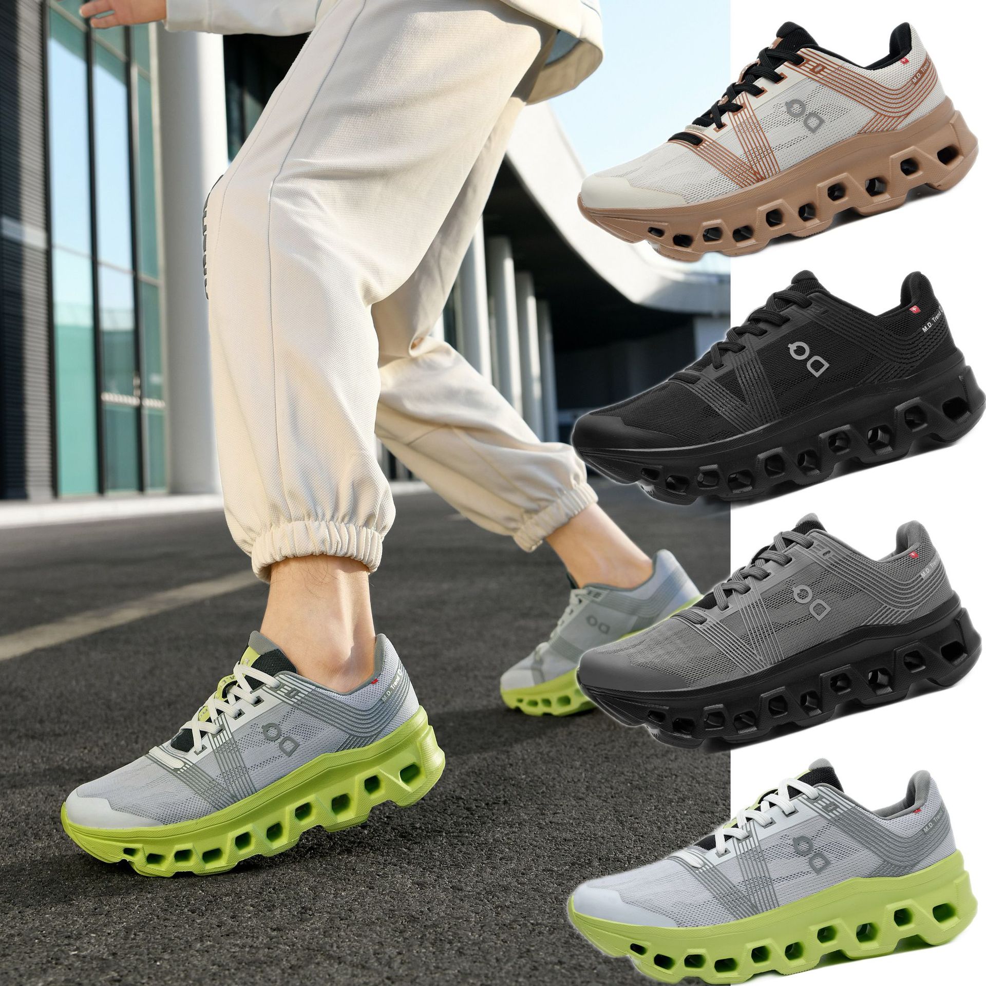 Cross-Border Foreign Trade 9916 New Model Fly-Knit Shoes with Breathable Mesh and Cushioning for Marathon Running, Men's Sports Shoes Wholesale