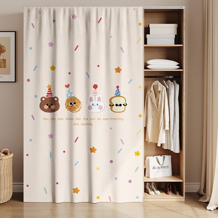 Wardrobe Dust-Proof Curtain, Doorless Cabinet Curtain, Cloakroom Door Curtain, Bookcase Storage Rack, Slide Rail Curtain, Ugly Curtain