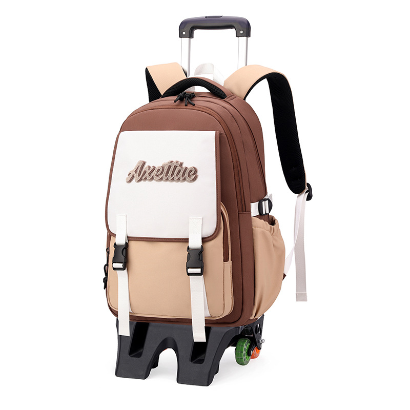 Peces naturales 2024 nueva mochila de tirón de gran capacidad de seis ruedas de escalada de escaleras mochila de doble propósito mochila de estudiantes de primaria