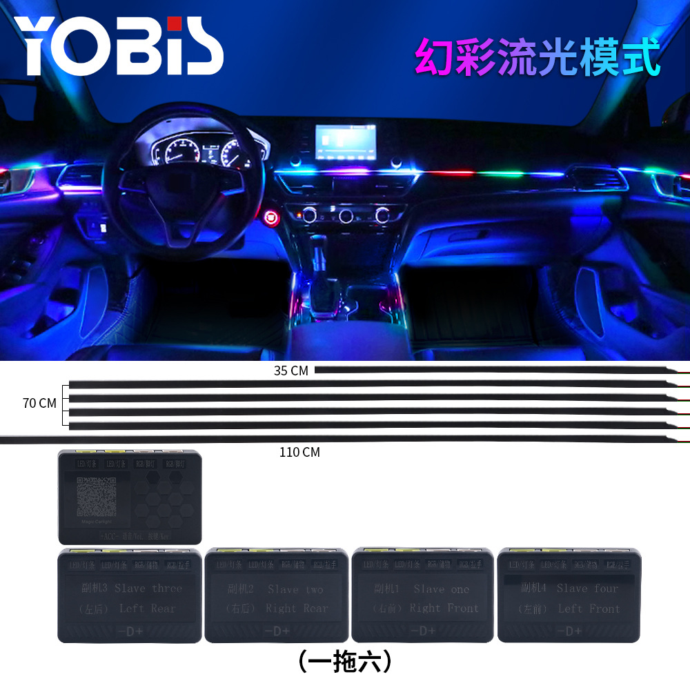 YOBIS coche transfronterizo coche luz ambiental 18in1 acrílico oculto LED ilusión 256 colores cinturón de luz decorativa
