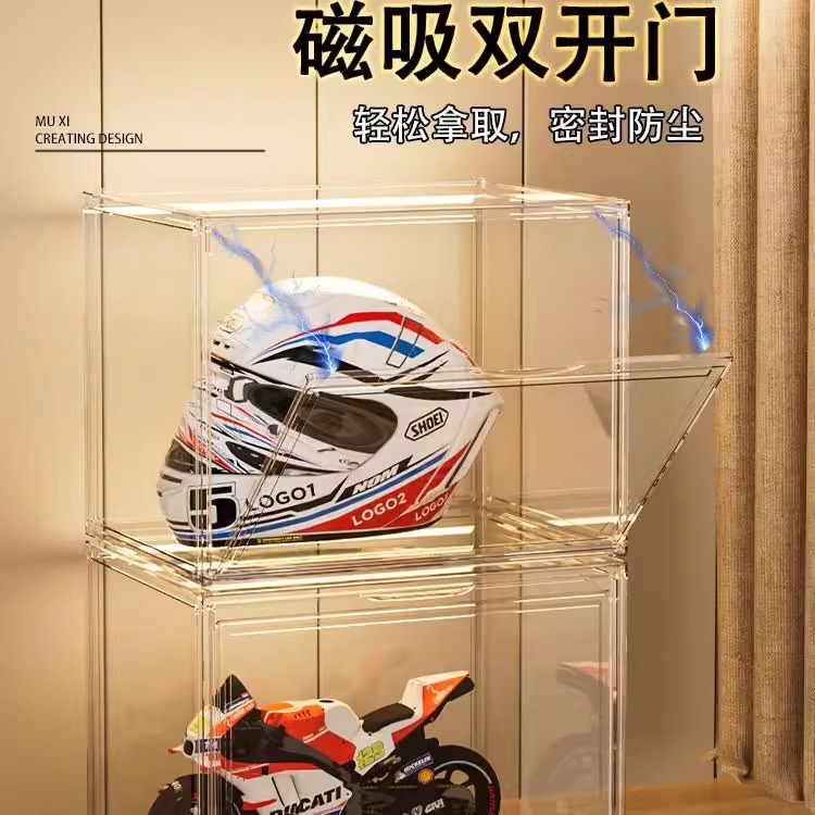 头盔收纳盒摩托车帽子展示柜透明亚克力展示盒头盔展示柜头盔盒|undefined