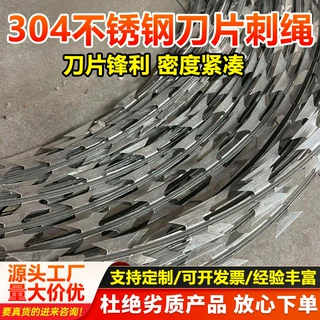 刀片刺绳不锈钢防盗刺网镀锌刺丝滚笼围墙防爬刺铁丝网围栏铁刺网
