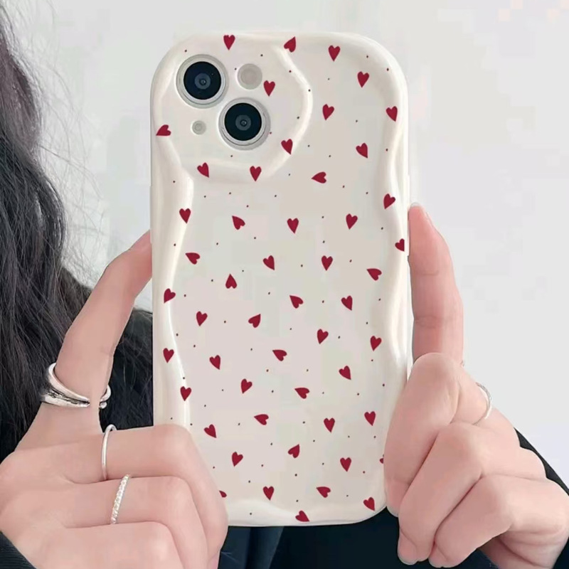 Full Screen Red Hearts Are Suitable for Iphone17/16/15Promax Apple 15 Trendy Brand Phone Case 11Xr