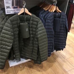 U Original Foreign Trade 2024 Winter Men's Crewneck Light Down Jacket Short Jacket Portable Collarless Jacket