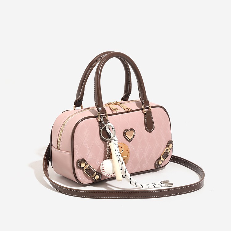 Mala de ombro acolchoada com coração para mulher, bowling bicolor_voghion.com