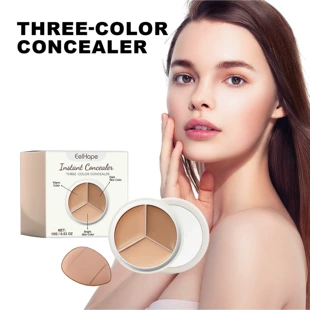Concealer EELHOPE three-color compact, 15 g — brightening, dark-circle & blemish coverage