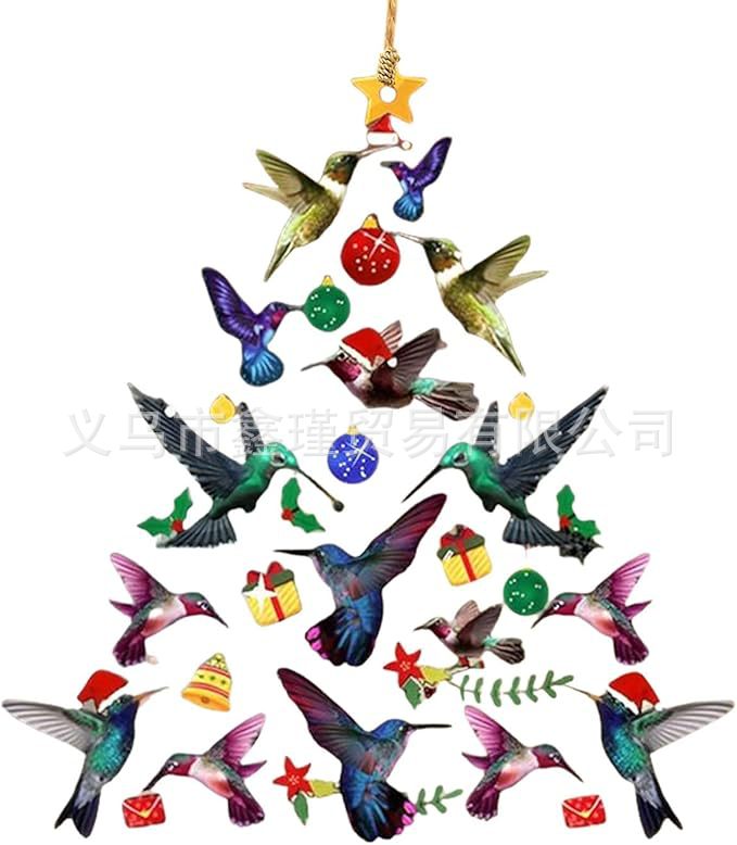 Nuevos productos transfronterizos de acrílico plano de simulación de pájaros colgante de decoración de Navidad árbol de Navidad colgante de decoración para el hogar image 14