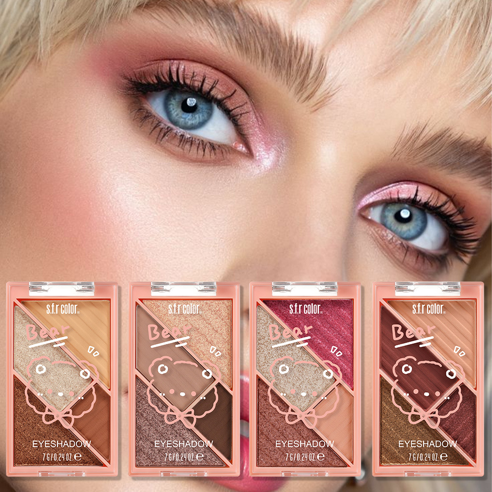 s.f.r color transfronterizo especial para el maquillaje de etapa personalizado fácil de colorear mate perla 4 color de sombra de ojos maquillaje al por mayor