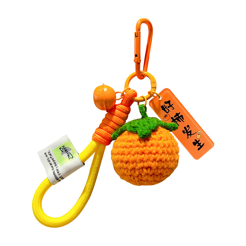 Colgante de gancho de lana buena cosa ocurre de peluche fruta caqui melocotón manzana llavero bolso colgante pequeño regalo