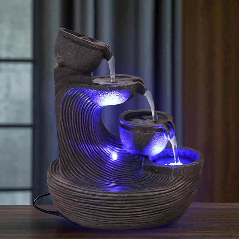 Zen resin tank desktop running water ornaments circulating water with lamp office desktop running water wealth making ornaments
