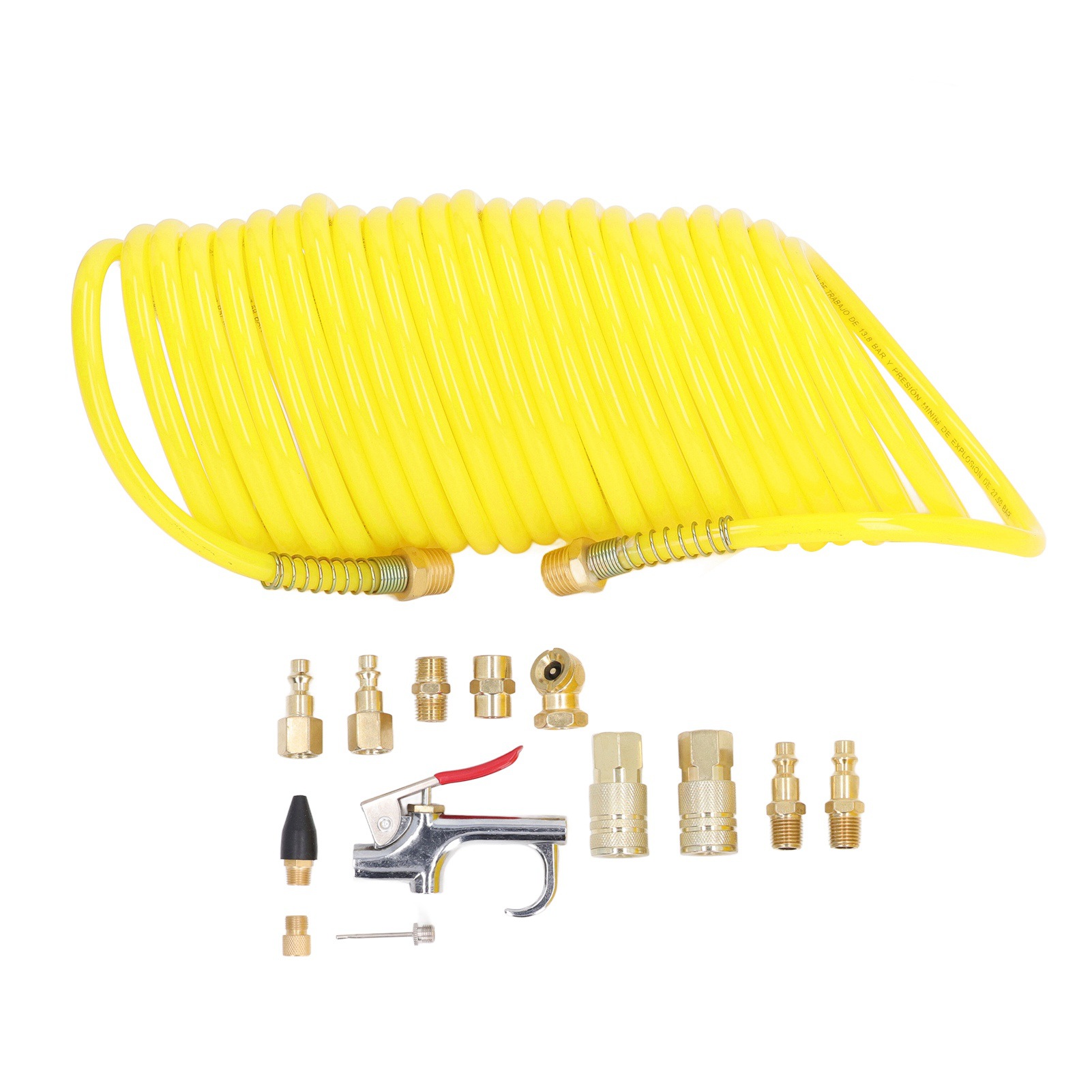 Juego de 14 piezas de herramientas neumáticas con descuento, juego de pistola para soplar polvo, juego de tuberías de PE, juego de conectores americanos de 1/4NPT