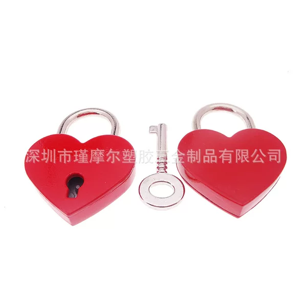 30*39mm big red heart-shaped padlock love lock luggage gift toolbox concentric lock