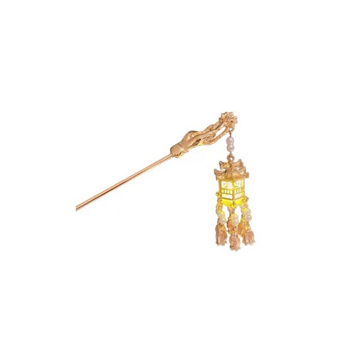 Glowing small lantern tassel hairpin New Year palace lantern hairpin internet celebrity back head hairspoon pavilion hairpin hair accessories
