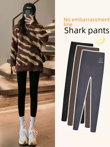 Nylon shark pants autumn outer wear high waist belly contracting hip lifting black Peach a Barbie tights women's autumn and winter leggings