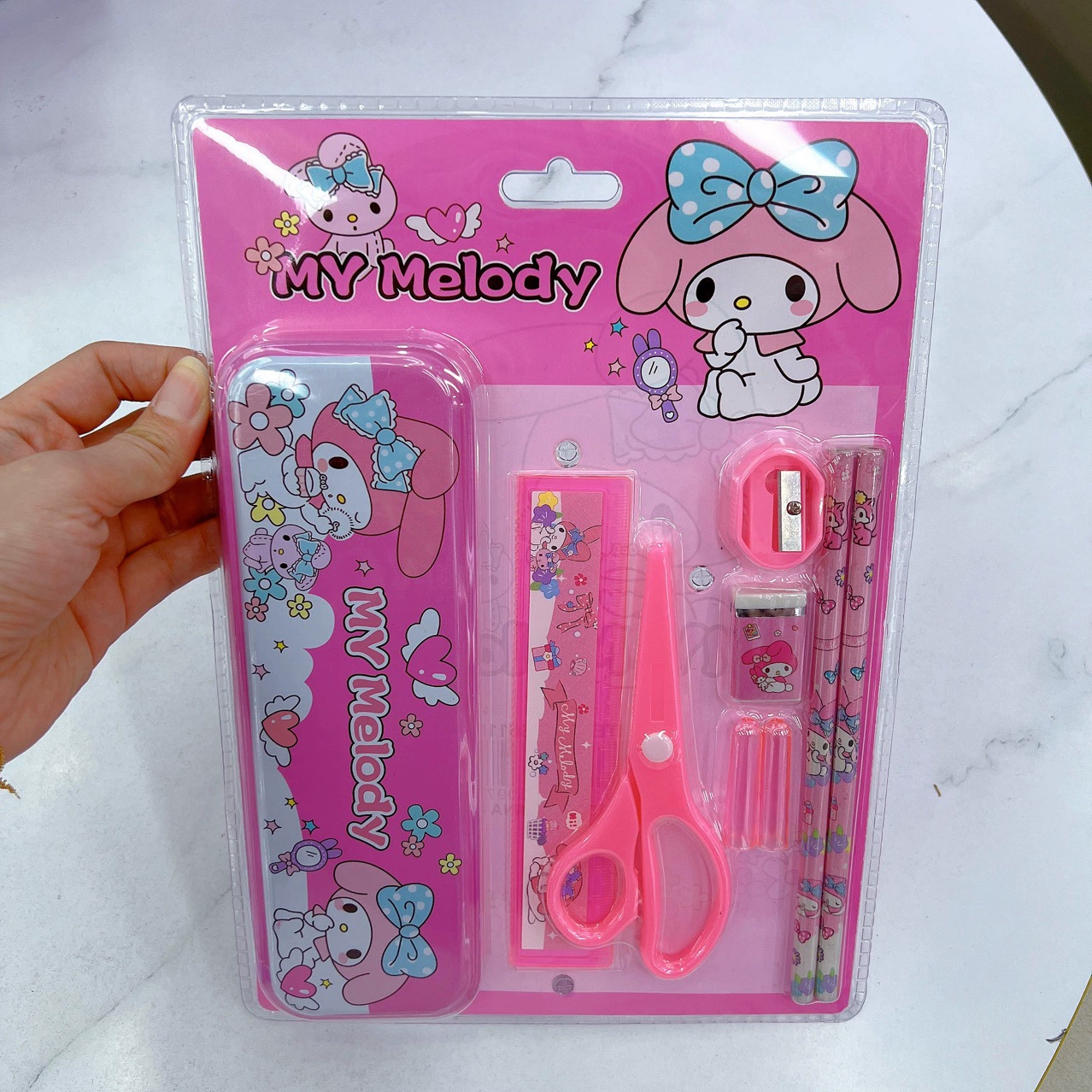 Sanrio, детская канцелярия для младших школьников, обучающий набор: ножницы, линейка, пенал для карандашей, новая коллекция