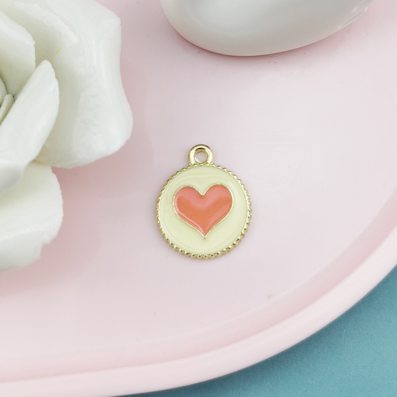 Polished Finish 10 PCS/Package 15 * 19mm Alloy Round Heart Shape Polished Pendant