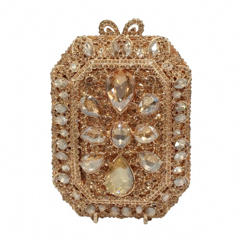 * Bolsa de diamantes AliExpress transfronteriza bolsa de diamantes metálica hueca bolsa de cena vestido de fiesta de damas bolsa de diamantes de oro
