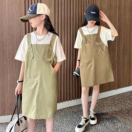 女童夏装连衣裙2026新款儿童洋气夏天背带裙女大童夏季假两件裙子