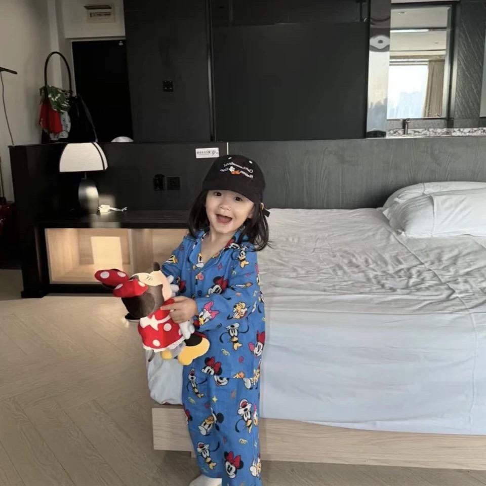 Children's Pajamas Spring & Fall New Long-Sleeved Girls Mickey Cute Cartoon Home Clothes Baby Casual Two-Piece Suit
