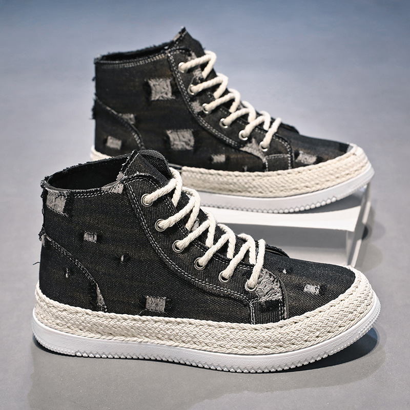 Zapatos de lona para hombres otoño 2024 nuevos zapatos de hombre de moda zapatos de skate de alta altura de moda juvenil zapatos deportivos casuales para hombres