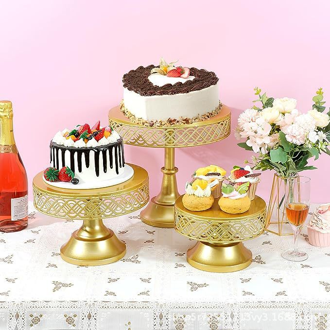 Soporte de dulces redondos adecuado para boda de cumpleaños fiesta de té tabla de postres estante de exhibición de seis piezas conjunto de estante de pastel dorado image 4