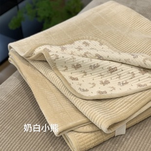 South Korea multi-functional cotton double-sided bed cover autumn and winter cotton plus velvet quilted cotton bed cover three-piece AB version bed cover