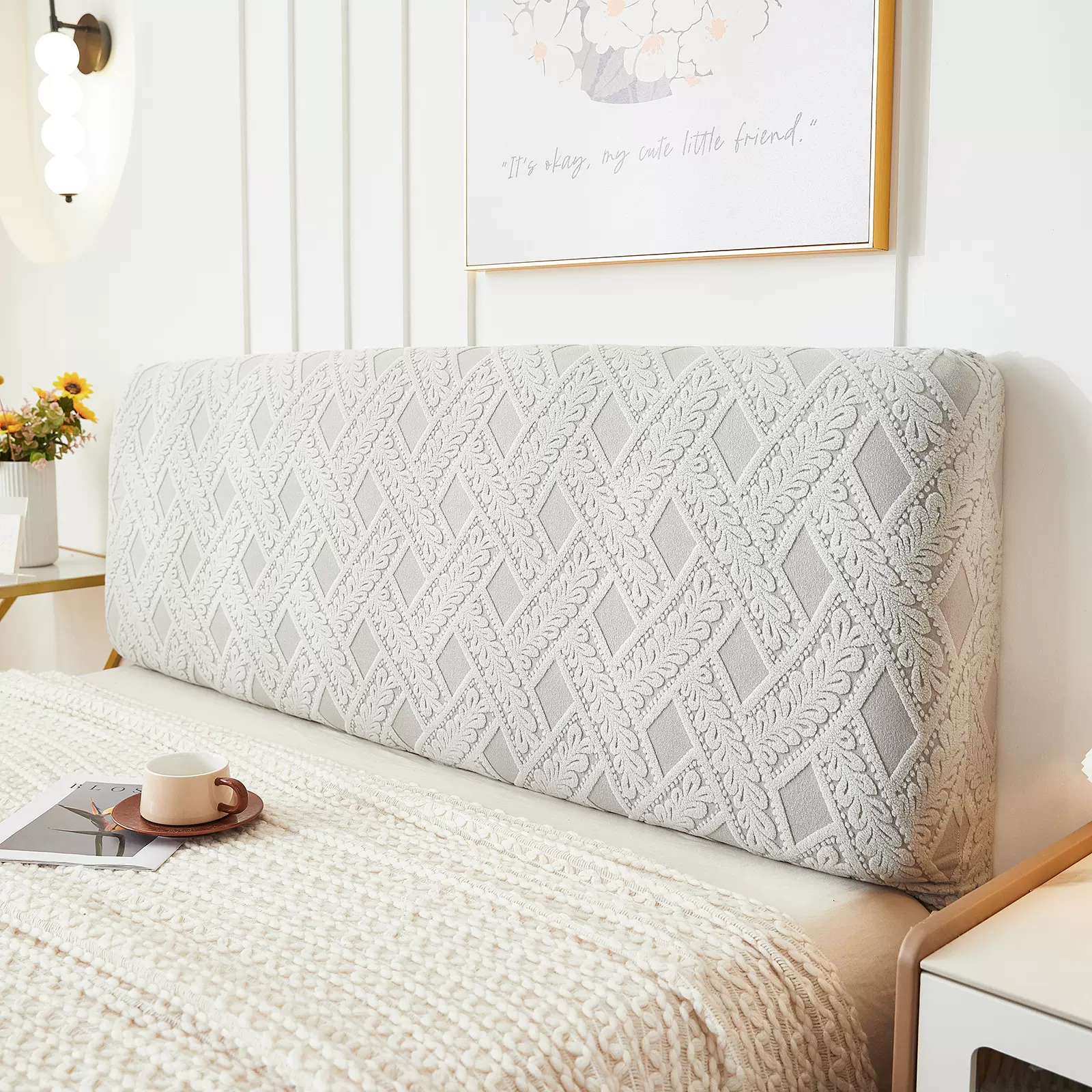 床罩防尘遮灰套高弹力全包简约风床头套罩高端大气舒适感防尘盖布