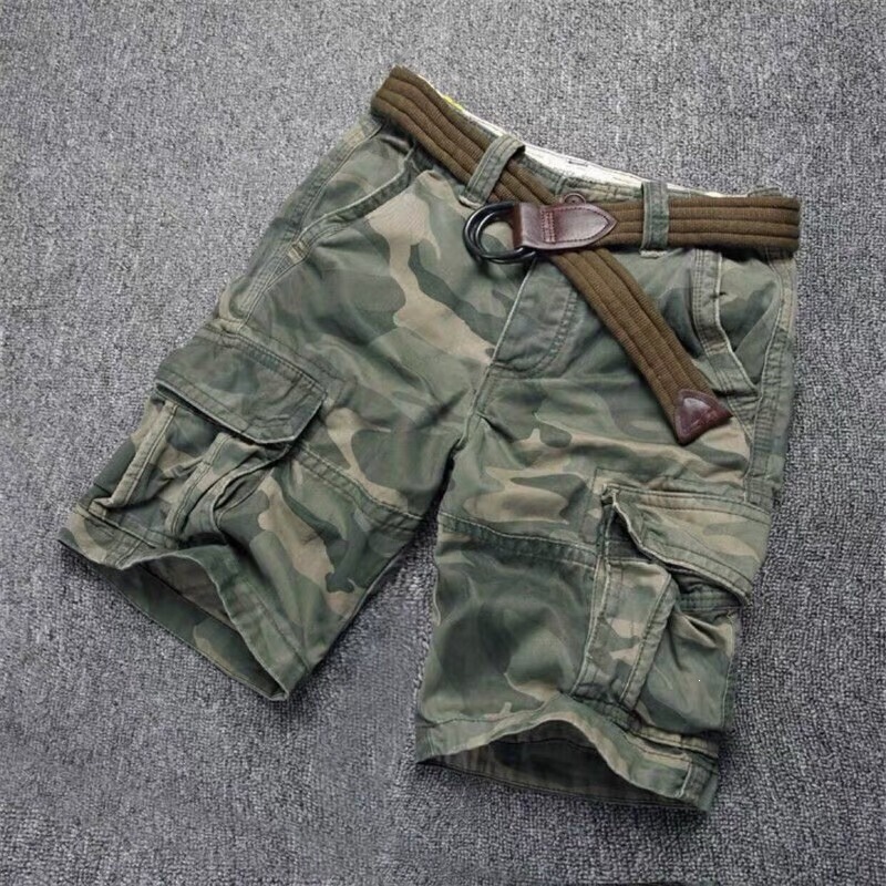 Multi-Pocket Camouflage Cargo Shorts Summer Straight-Leg Knee-Length Shorts Men's Factory Direct European and American Retro Outdoor Loose Fit Multi-Pocket Camouflage Cargo Shorts Summer Straight-Leg Knee-Length Shorts Men's Factory Direct European and American Retro Outdoor Loose Fit