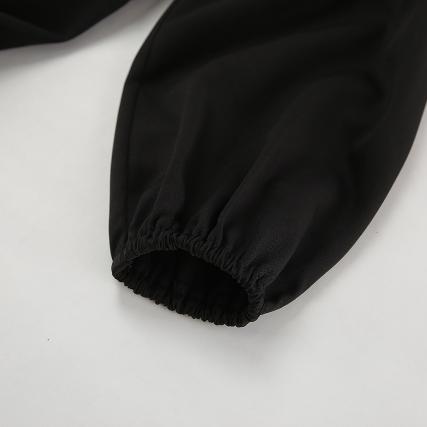 Autumn Winter Sexy Mysterious V neck Long Sleeve Office Pleated Slim Fit Slit Classic Dress Black Dress