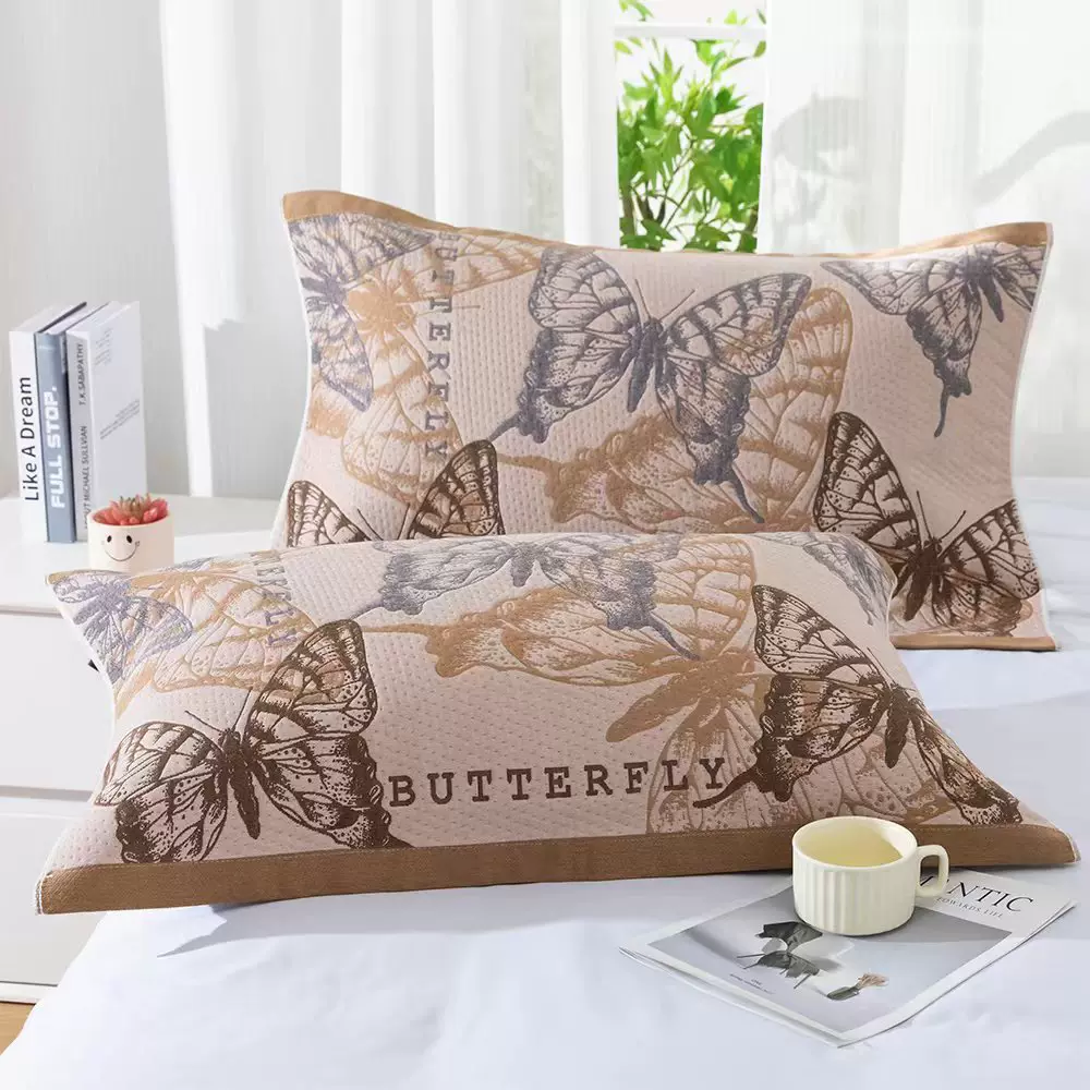 枕巾家用学生宿舍枕巾枕盖细沙新款多层棉枕巾纱布美拉德轻奢枕巾