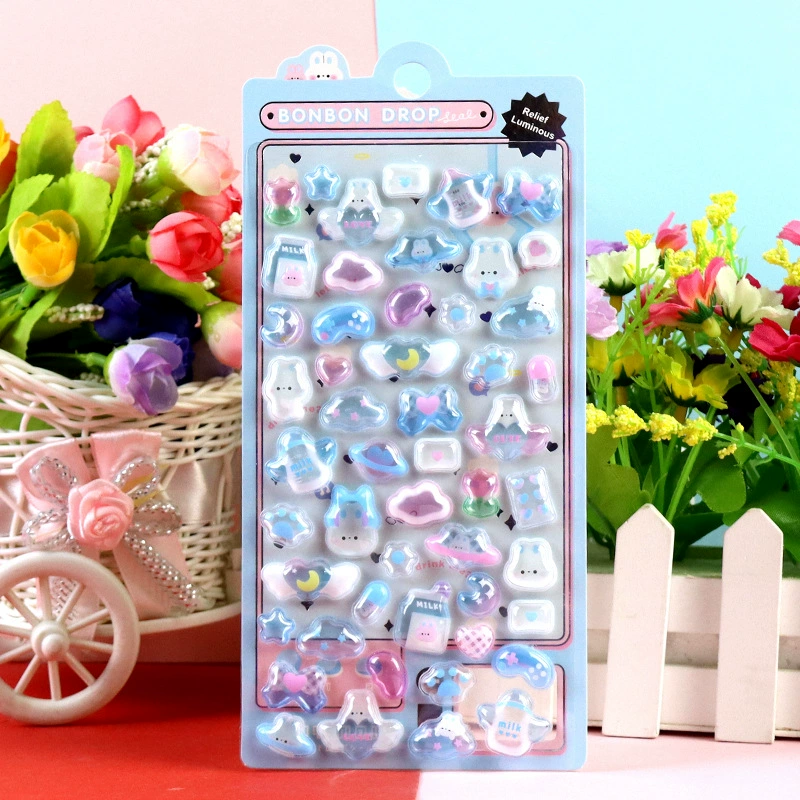 3D Luminous Embossed Sticker (Sanrio) — Cartoon Kids, 20.5×9 cm, 16 Styles