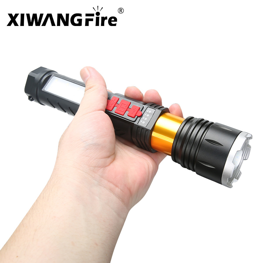 Nueva linterna de iluminación brillante transfronteriza P50/cuentas de lámpara láser linterna de emergencia multifuncional móvil banco de energía