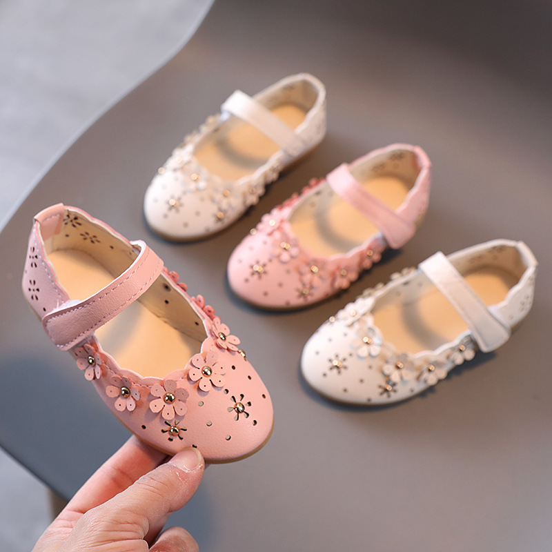 Girls' leather shoes 2022 summer new Kor...