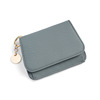 Short brand fashionable wallet, leather card holder with zipper, Korean style, genuine leather