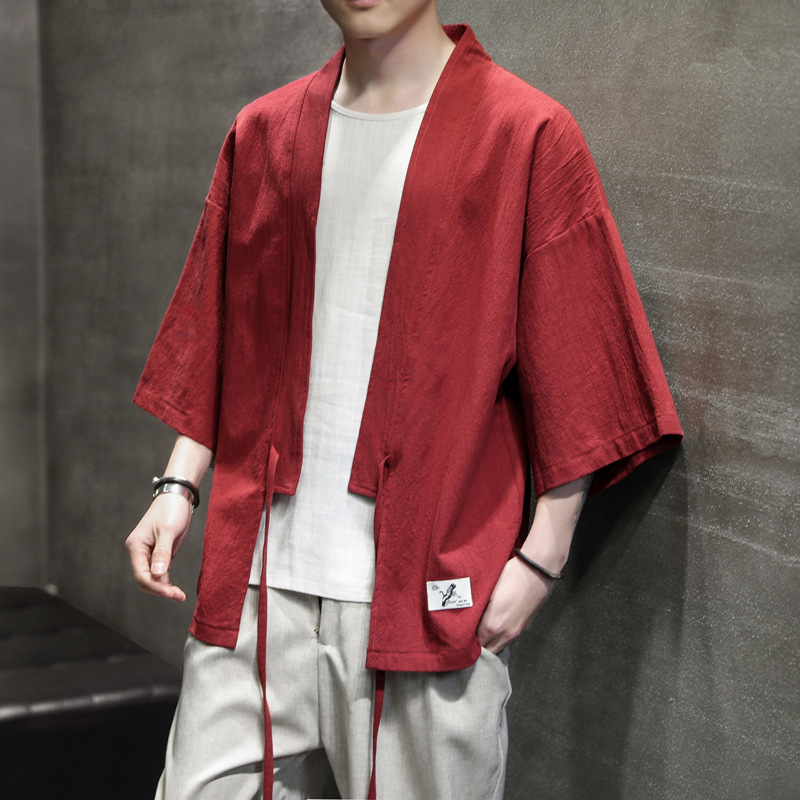 中式唐装改良汉服和服羽织中国风道袍男装民族风开衫冰丝盘扣外套