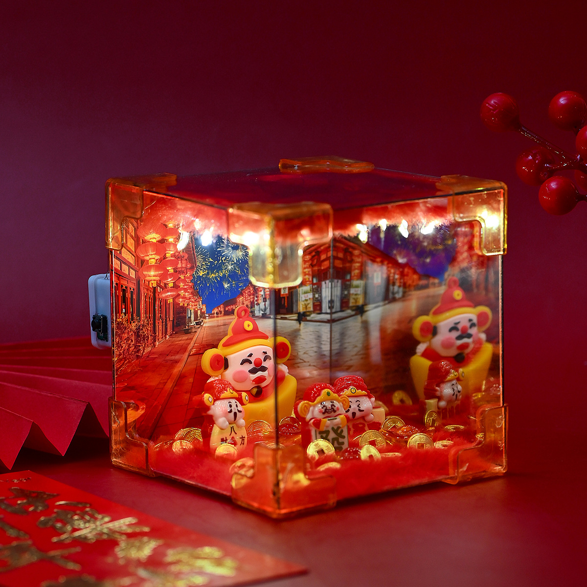 Cubo de Rubik de Año Nuevo, el dios de la riqueza, los adornos de la luz nocturna, el bricolaje hecho a mano, los regalos festivos creativos, todas las direcciones para dar la bienvenida al dios de la riqueza