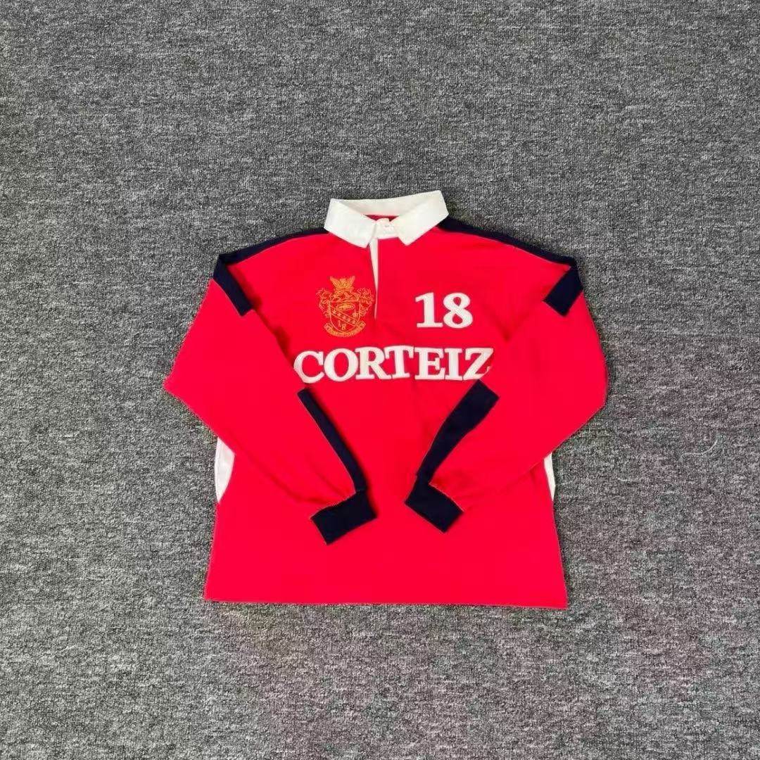 Corteiz Paneled Rugby Long Sleeves Jersey Red