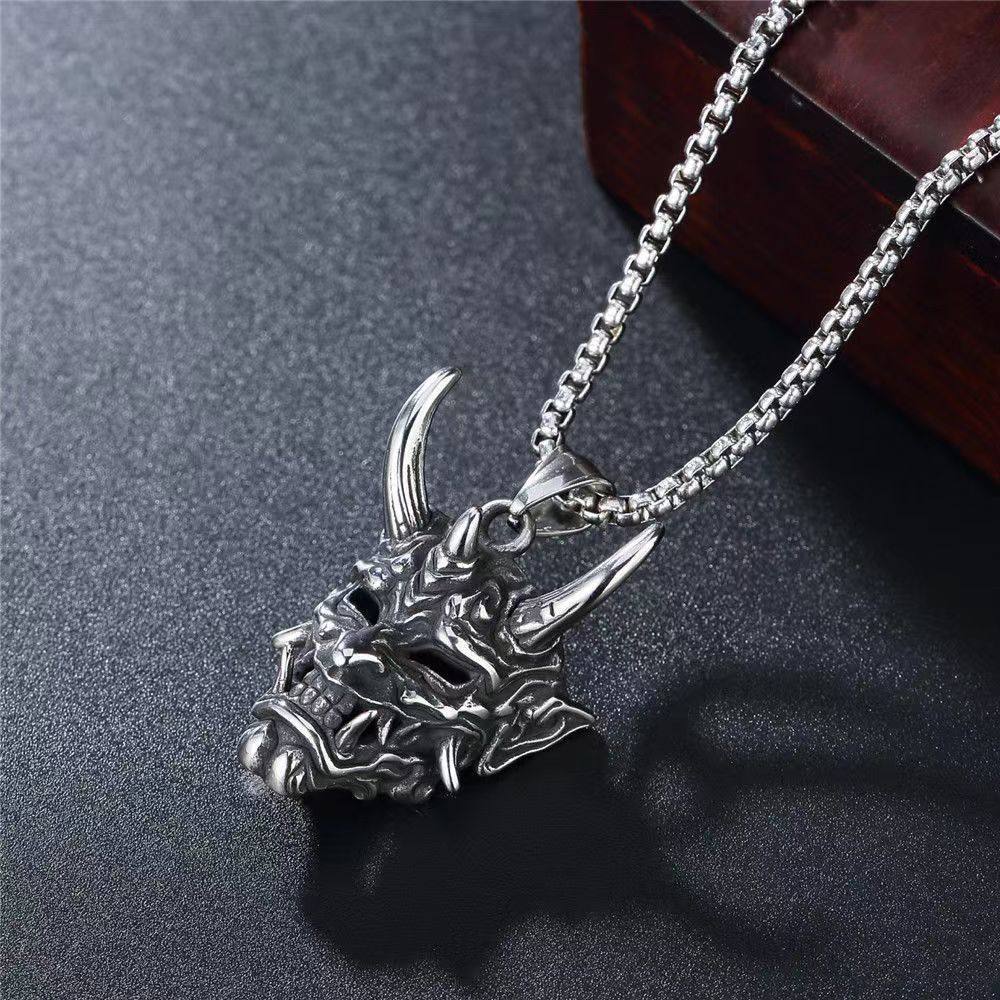Daily Occasion Stainless Steel, Alloy Material Exaggerated Punk Mask Stainless Steel Alloy Plating Hollow Out Unisex Pendant Necklace Long Necklace Necklace Pendant