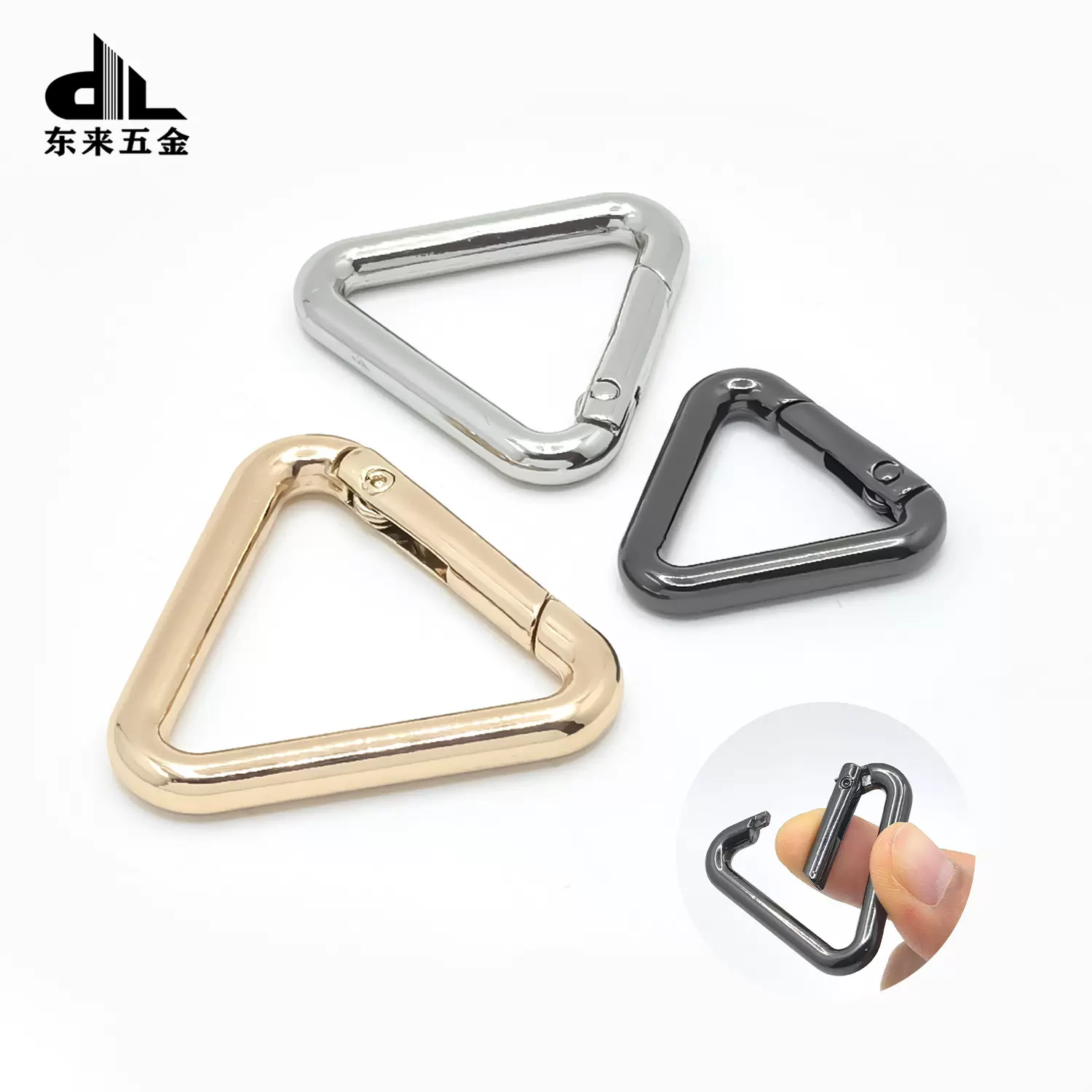 现货三角弹簧织带扣 肩带开口钩扣箱包挂扣五金配件 三角形弹簧扣