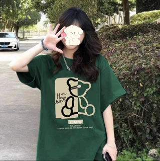 春夏季新款日韩休闲印花纯棉短袖T恤套头圆领宽松时尚百搭女式T恤