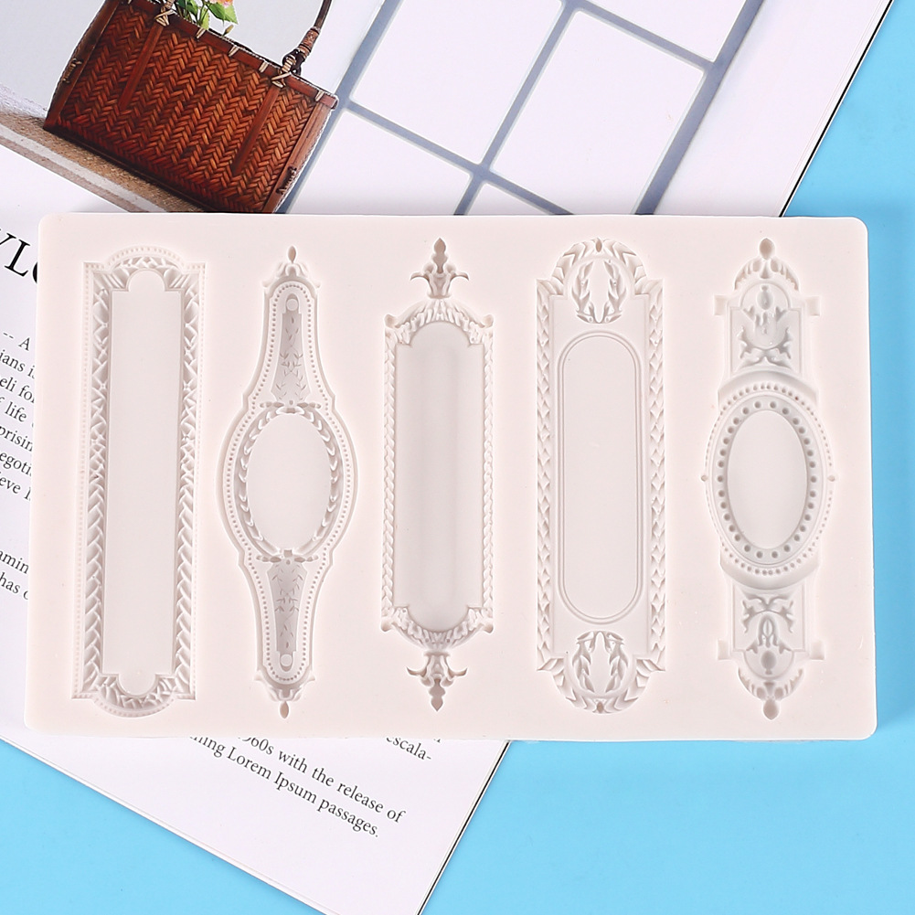 欧式镜框宫廷浮雕液态硅胶模具  DIY翻糖蛋糕围边巧克力装饰工具