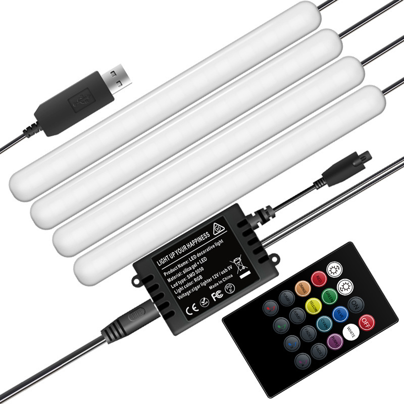 Lámpara de ambiente RF de coche nuevo, luz de ambiente de aire con control de voz en las plantas de los pies, tira de luz decorativa LED, luz de ambiente image 5