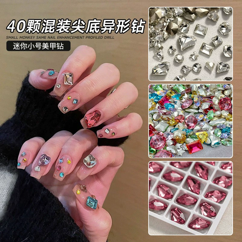 Маникюрные бриллианты ювелирные изделия смешанные ультра-мигающий мини-маленький белый кристалл в форме длинного прямого жира