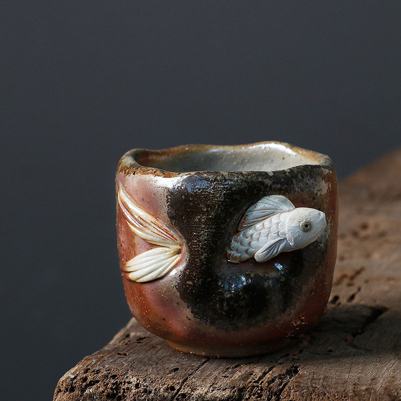 [Handmade by Solitary Products] Japanese Handmade Natural Falling Ash Wood Burning Master Cup Japanese Stoneware Personal Tea Tasting Cup