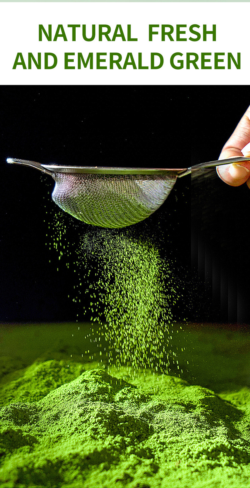 Organic Matcha Green Tea Powder Ma Dai Cha 100g Bag Culinary Grade for Tea Lattes and Baking in use