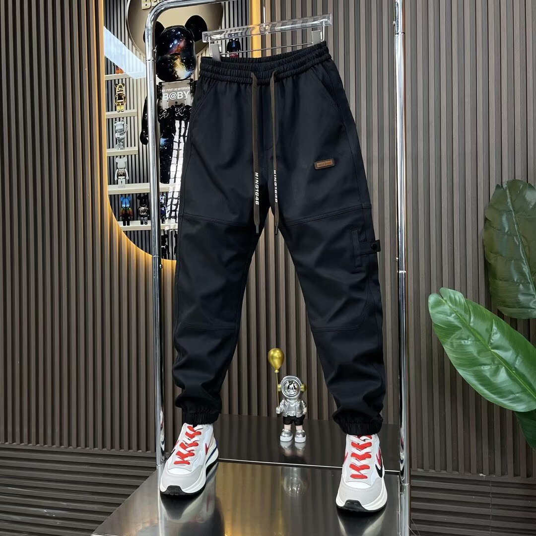 春秋新款时尚百搭潮流舒适冲锋裤男士运动户外休闲裤男宽松束脚裤