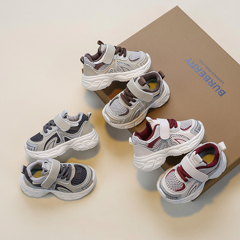 2025 Spring and Autumn Boys' Shoes Children's Sports Shoes Dad's Running Shoes 1-6 Years Old Mesh Shoes Wholesale Outdoor Functional Shoes